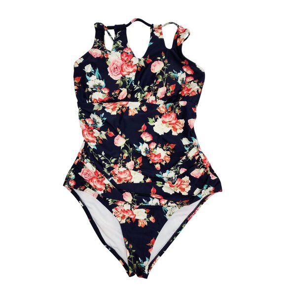 Cupshe Womens Floral Print One-Piece Swimsuit With Strappy Back Design  SIZE M - Picture 1 of 12